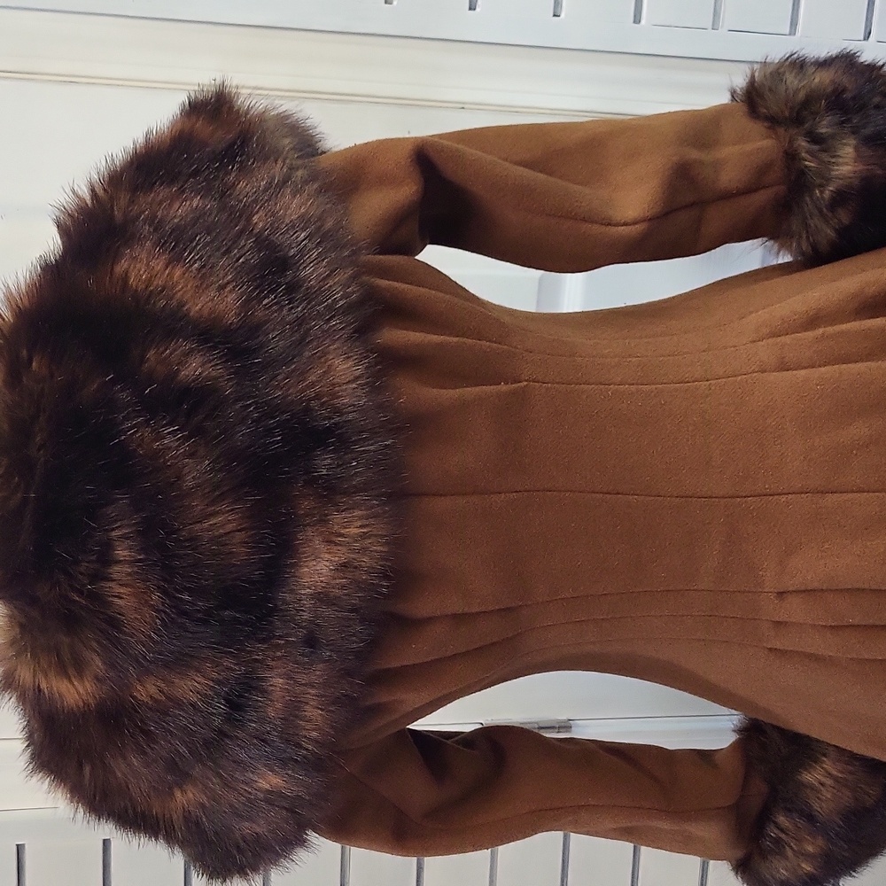 NWT, VINTAGE COLLECTIF PEARL TAN COAT, XS - Picture 7 of 14